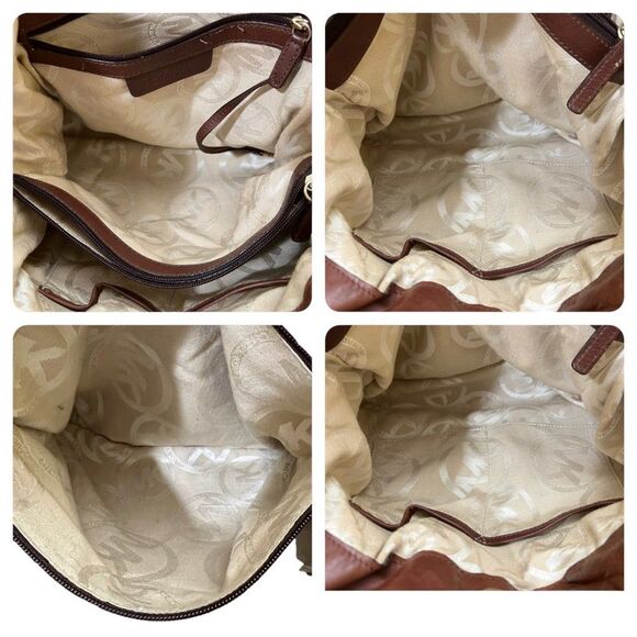 Michael Kors Large Tan & Brown Canvas & Leather Multi-Pocket Shoulder Bag - Picture 12 of 16